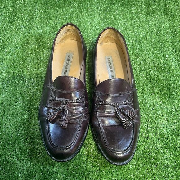 Johnston Murphy Mens Shoes Size 11 W Brown Tassel Braid Slip On Loafer Career - Picture 1 of 6